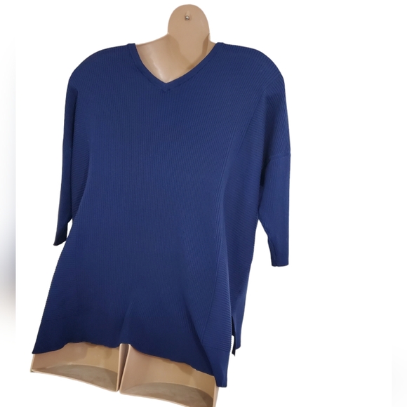 Lane Bryant 3/4 Sleeve V-Neck Ribbed Women's Sweater Blue ~ Pre-Owned Sz 22/24 - Picture 8 of 12